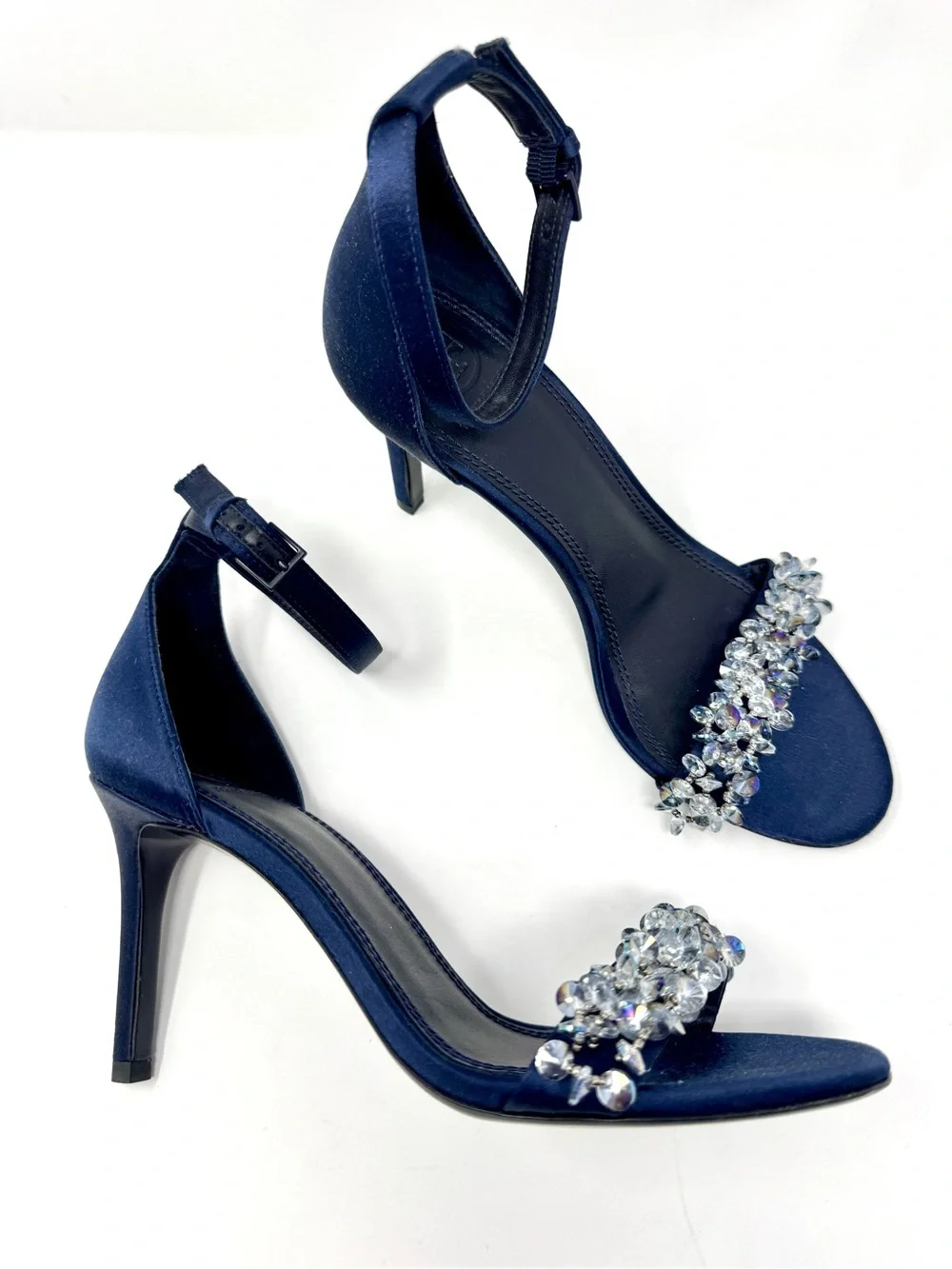 Tory Burch Logan Crystal Embellished Sandal 85mm Perfect Navy US 8